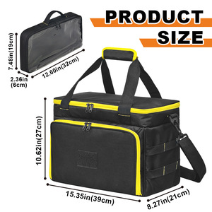 Tool Bag Multi Compartment Adjustable Strap Shoulder Bag Universal Tool Storage Yellow Nylon Zipper Closure - Product Image 2