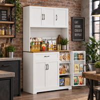 Buffet de cuisine avec huche, comptoir en chêne blanc, 3 portes, 1 tiroir, mélaminé, rangement cuisine et salle à manger, vente en gros OEM