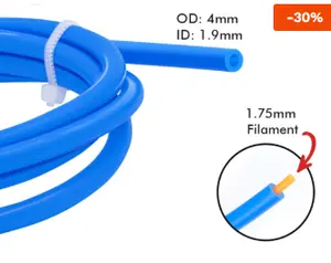 Blue Bowden Rohr-Ptfe-ID 2 mm OD 4 mm mit 1,75 mm Filament verbunden hochtemperatur-3D-Drucker Te-Flon-Schlauch weißes Ptfe-Schlauch