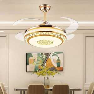 Hot Sale Gold Three Colors Chandelier Indoor Decoration Modern Retractable Blade <b>Fan</b> Celling with Led <b>Light</b> - Product Image 2