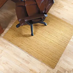 Tapis de chaise de bureau en bambou pour plancher en bois dur, chaise de bureau d'ordinateur antidérapante et facile à glisser, tapis de sol Design en bois