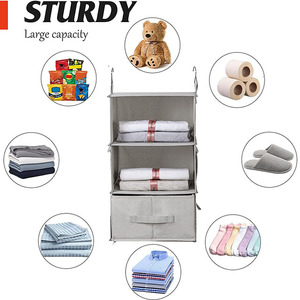 Home Folding <b>6</b> Shelf Hanging Cloth Organizer Double Connection Zipper Together 3 <b>Drawers</b> 4 Pockets Hanging Closet Organizer - Product Image 6