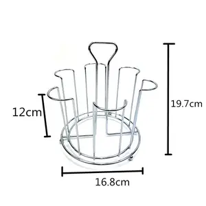 핫 세일 공장 현대 철 주방 배수 컵 선반 6 유리 컵 홀더 금속 나무 컵 랙