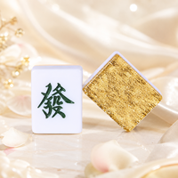 Jeu de Mahjong Personnalisé Double Couche en Acrylique avec Bord Doré, Motifs de Déesse de la Richesse et Fleurs, Tuiles de Mahjong Américaines, Jeu de Loisirs