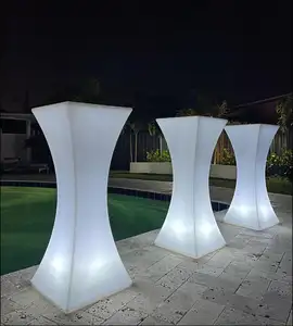 Wholesale Cool High Bar Table Night Club Party Rental Illuminated Led Glowing Cocktail Table Bar Furniture