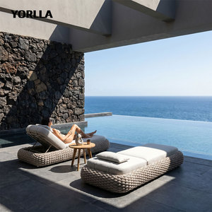 Chaise longue moderne en corde avec cadre en aluminium pour plage, <span class=keywords><strong>jardin</strong></span>, patio, hôtel, parc, villa, comprend l'emballage postal, chaise longue - Product Image 2