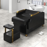 Chaise de lavage de cheveux semi-allongée moderne de luxe, lit de rinçage, lavabo en céramique, salon de beauté spécial, salon de coiffure