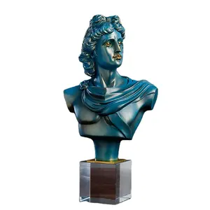 Astratto Decorazione Della Casa Della Resina Scultura Uomo Busto Statua Ornamenti Artigianato di colore Blu