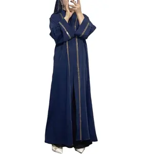 Toptan fiyat kadın hırka elmas dekorasyon nefes müslüman kadın abaya Dubai arap elbise jalabiya
