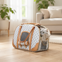 Sac de transport pour animaux de compagnie en PU rembourré, motif uni de luxe, fermeture à ceinture, design écologique pour utilisation en extérieur, portable