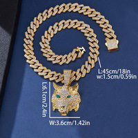 Chaîne cubaine dorée sertie de strass avec pendentif 'No Love' en strass pour le style hip-hop streetwear, bijoux pour hommes, femmes et rappeurs, cadeau