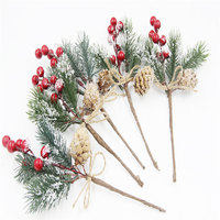 Noël Simulation Pin Ruit Branches Flocon De Neige Pin Aiguille Baies Fruits Rouges Branches Décoration Festive Noël