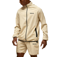 Ensemble De Survêtement Léger Avec Veste De Course Et Short En Nylon Personnalisable Pour Homme, Tenue D'Été Zippée