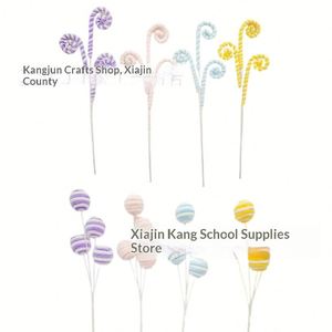 Flocked Christmas Twist Canes Candy Yarn Plush Tree Lollipops Macaron Sticks - Product Image 4