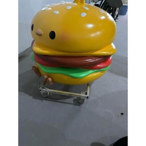 ประติมากรรมไฟเบอร์กลาสรูปแฮมเบอร์เกอร์การ์ตูนน่ารัก แบบจำลอง IP เชิงพาณิชย์ที่ปรับแต่งได้ สำหรับตกแต่งร้านอาหารและห้างสรรพสินค้า - Product Image 4