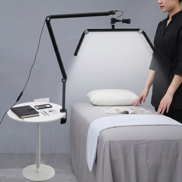 LED Nail Desk Lamp With Clamp Adjustable Arm Folding Beauty Lamp Dimmable Salon Work Light for Nail Tech Lash Tattoo Studio