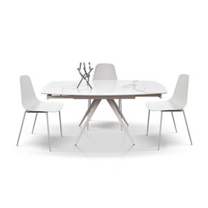 Bea Rotating Extendable Ceramic <b>Table</b> 140x90 Statuary <b>White</b> Indoor Metal Base - Product Image 1