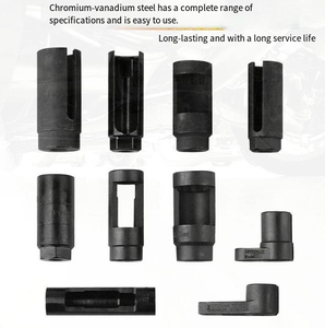 Juego profesional de 10 llaves de vaso de acero al cromo vanadio para sensores de oxígeno, con accionamiento de 3/8" y 1/2", para extracción de sensores en reparación automotriz - Product Image 4
