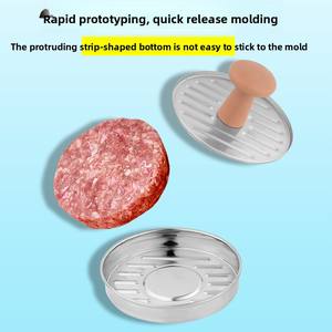 Presse à hamburgers en acier inoxydable 304 avec poignée en bois, antiadhésive, résistante à la rouille, facile à nettoyer pour la <span class=keywords><strong>cuisson</strong></span> au barbecue - Product Image 3