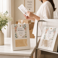 Bolsa de Regalo de Cartón para Dulces Navideños con Ventana y Asa de Listón, Paquete para Dulces de Chocolate