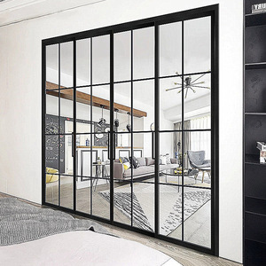 Nouvelle Tendance Industrielle Porte Coulissante en Verre et Aluminium Ultra Fine, Étanche, au Design Moderne sans Cadre pour Tous les Scénarios d'Utilisation - Product Image 1