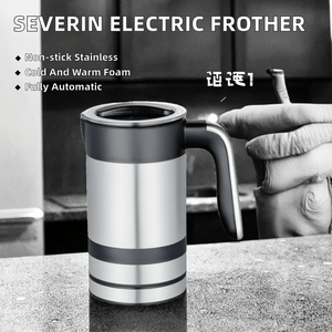 <span class=keywords><strong>SEVERIN</strong></span> <span class=keywords><strong>Mousseur</strong></span> à <span class=keywords><strong>lait</strong></span> électrique entièrement automatique avec revêtement antiadhésif, pour mousse froide ou chaude, en acier inoxydable brossé/noir mat, 200 ml - Product Image 2