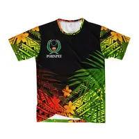 Maglietta Oversize da uomo Rasta color polinesiano design tribale camicia personalizzata stile pohnpei uomo sfiato top Plumeria leaf