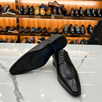 015-319A Chaussures en cuir véritable faites à la main pour hommes, chaussures habillées à lacets, chaussures de ville classiques, chaussures de travail formelles, chaussures derby pour hommes