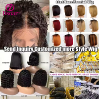 Wig Bob Lurus Alami Vietnam Berkualitas Tinggi Double Drawn SDD, Wig Rambut Asli Lace Front Tanpa Lem