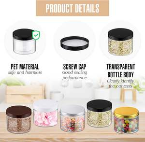 कस्टम 100 मिलीलीटर 200 मिलीलीटर 8 औंस 12 औंस 500 मिलीलीटर स्पष्ट सफेद काले एम्बर चौड़ा मुंह कॉस्मेटिक कंटेनर प्लास्टिक पालतू जार - Product Image 2