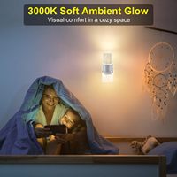 Veilleuse LED pour chambre à coucher, taille moyenne, à brancher, avec support mural rotatif à 90° et éclairage par détecteur crépusculaire