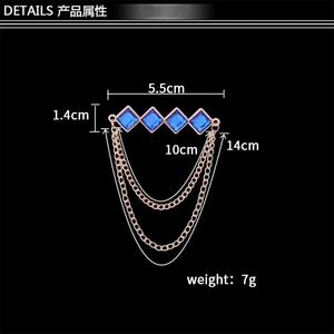Trâm cài áo pha lê bốn màu hình vuông, hai lớp, kèm dây tua rua, sang trọng, unisex, phụ kiện trang phục vest, áo khoác - Product Image 2