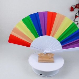 Custom Logo Printed Plastic Crafts Hand Fan Waterproof Fabric with Souvenir Style for Business Gifts