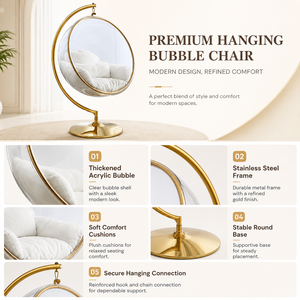 Silla Colgante de Burbuja Transparente de Acrílico con Estructura de Acero al Carbono, Columpio de Patio Interior/Exterior, Hamaca Tipo Huevo <span class=keywords><strong>para</strong></span> Balcón y Jardín, Ideal <span class=keywords><strong>para</strong></span> Relajarse - Product Image 4