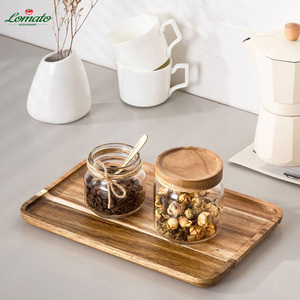 Plateau rectangulaire en bois d'acacia de style classique nord-américain Tapis à café et thé pour usage domestique dans la cuisine - Product Image 1