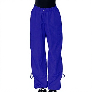 Pantalones cargo morados para mujer, corte holgado, largo completo, cierre con cordón, estilo casual, color sólido, transpirables - Product Image 4