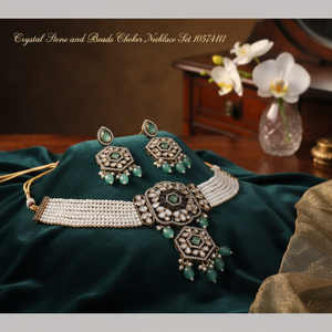 Crystal Stone and <b>Beads</b> Choker Necklace <b>Set</b> 10574111 Exquisite Fine Jewelry <b>Sets</b> - Product Image 3