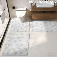 Set Keset Kamar Mandi Hutan yang Unik Warna Hijau Zaitun Pola Etnik Bohemian 3-Potong Tahan Air Anti-Selip Terinspirasi Alam