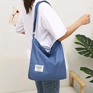 बड़े आकार का कैनवास शोल्डर बैग होबो क्रॉसबॉडी हैंडबैग कैजुअल टोट कॉटन बैग