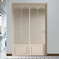 Porte coulissante simple en verre résistante à l'eau, design français moderne et minimaliste, cadre en alliage d'aluminium pour restaurants, appartements, cuisines