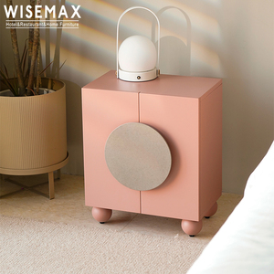 WISEMAX – meuble de chambre à coucher nordique, <span class=keywords><strong>Cube</strong></span>, cadre en bois massif, armoire de <span class=keywords><strong>chevet</strong></span>, rose, 2 tiroirs, table de nuit en bois pour la maison - Product Image 3