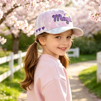 Gorra de Béisbol para Niños con Logotipo Personalizado, 5 Paneles, Bordado 3D, Estilo Tie Dye, Gorra de Sol de Tela Común para Niños y Niñas