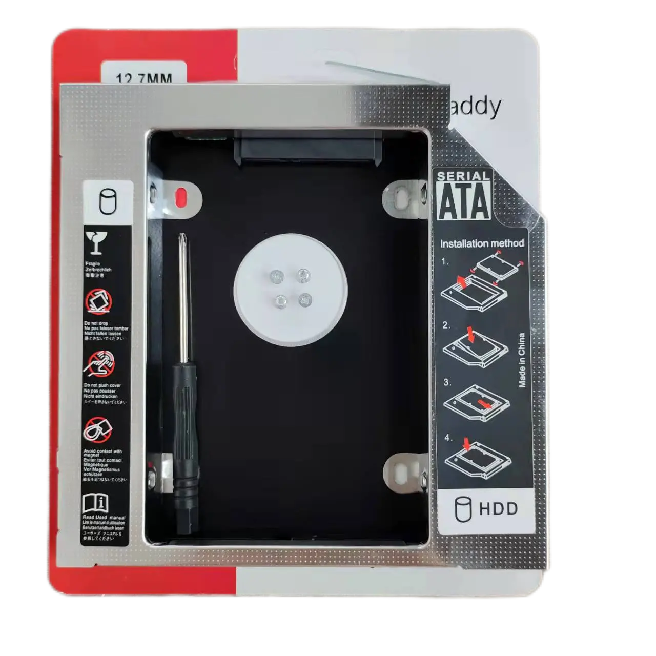คุณภาพดีอลูมิเนียม Universal อินเทอร์เฟซ SATA 12.7มม.2.5 "Hard Disk Drive แล็ปท็อป CD/DVD 2nd ฮาร์ดดิสก์ SSD Optibay แคดดี้