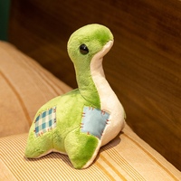 Boneka Dinosaurus Hijau Lucu, Mainan Hewan Isi Lembut dengan Desain Patchwork untuk Anak-Anak
