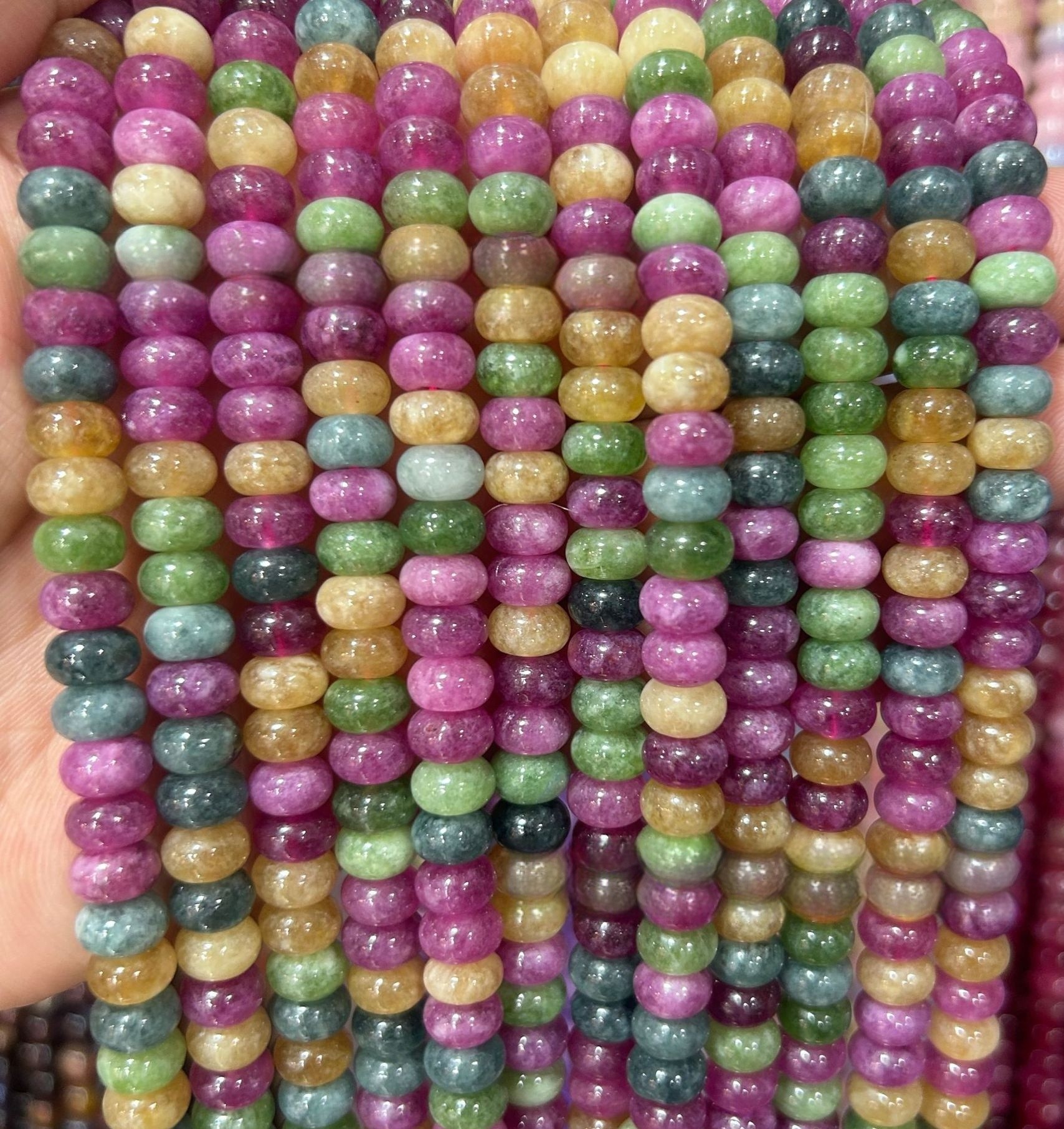 Hot Selling Natural Crystal Loose Stone Beads 5*8mm Gemstones Handmade Beads Mix Colour Polish Style for Jewelry Making
