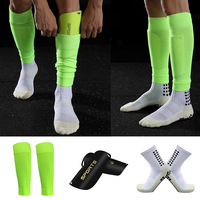 Match Football Protège-tibias Entraînement pour adultes Équipement de protection sportive Coussin de mollet double couche pour enfants Chaussettes de football Chaussettes sans fond