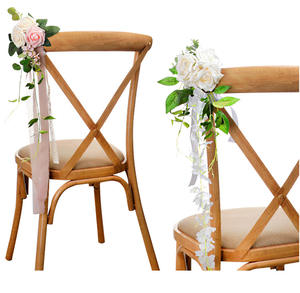 <span class=keywords><strong>Silla</strong></span> de isla crema <span class=keywords><strong>rosa</strong></span> <span class=keywords><strong>fucsia</strong></span> prefabricada, banda <span class=keywords><strong>rosa</strong></span>, decoraciones florales para sillas de boda para fiesta de ceremonia de boda - Product Image 2