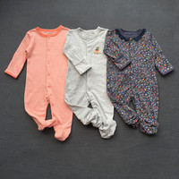 Combinaison thermique pour bébé, nouveau style printemps-automne, 3 pièces/pack, manches longues, 100% coton pour bébé
