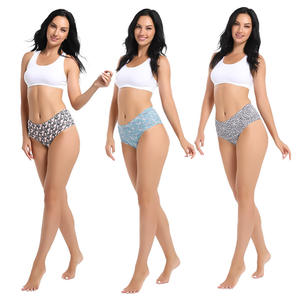 Culottes taille haute pour femmes, effet ventre plat, en fibre de bambou, ODM, lingerie sexy tricotée avec motif uni confortable - Product Image 3