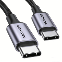 Cable de Carga Rápida USB C a C, Cable Tipo C de 240 W 5 A, Cable de Carga Rápida USB-C Tipo C con Trenzado de Nailon Personalizado de Fábrica, PD3.1 EPR Real